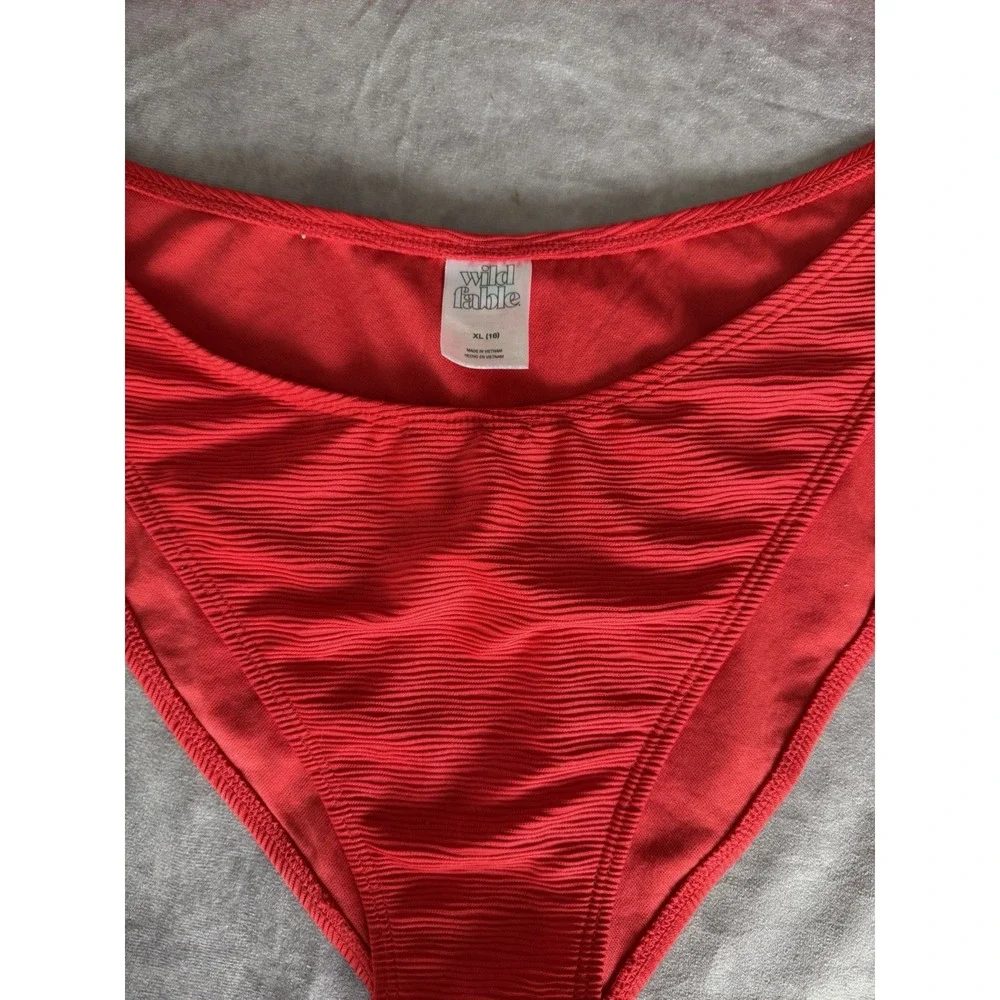 Wild Fable Red Textured Bikini Set XL High Leg High Waist Adjustable Straps